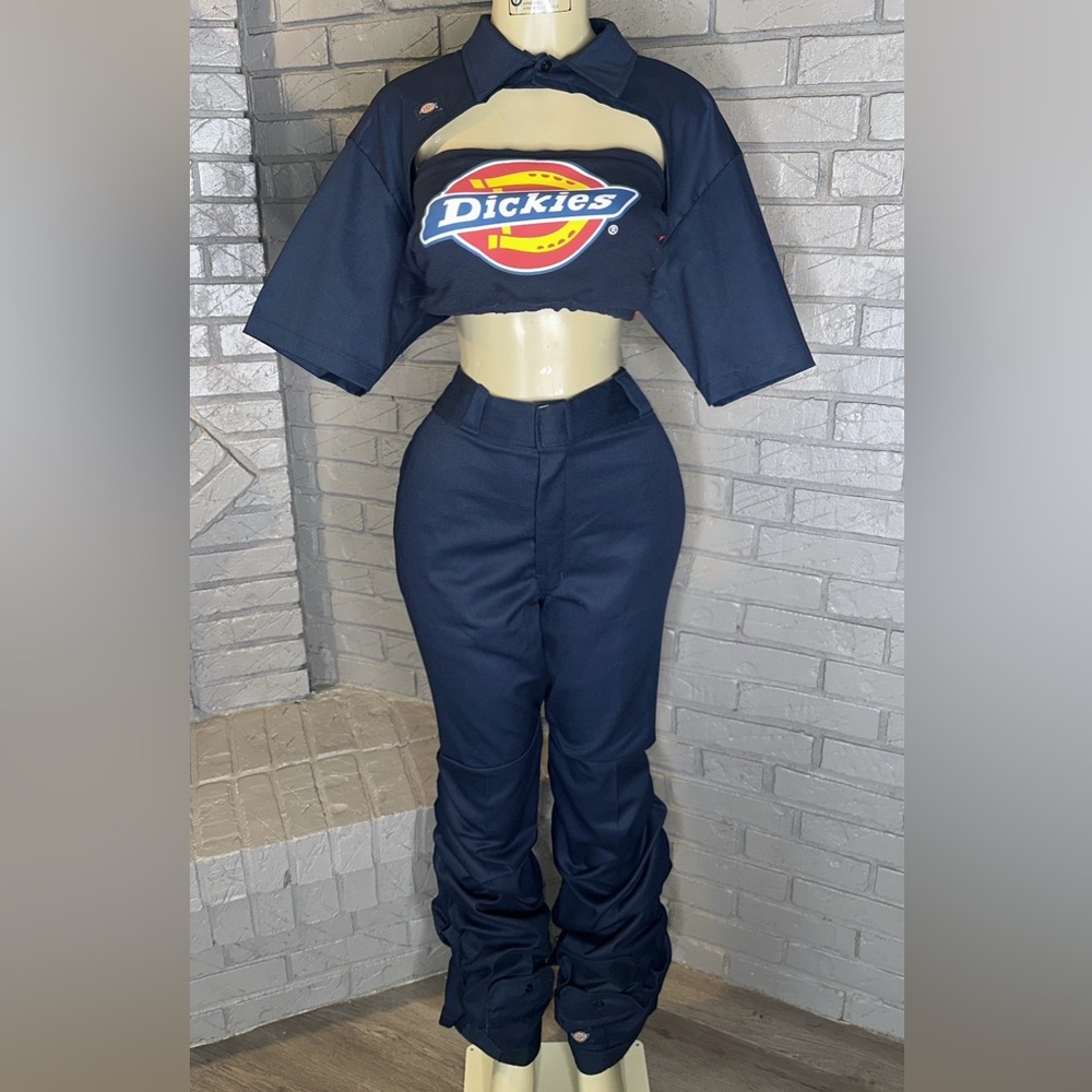 Dickies Navy Blue Stacked Leg Pants Set